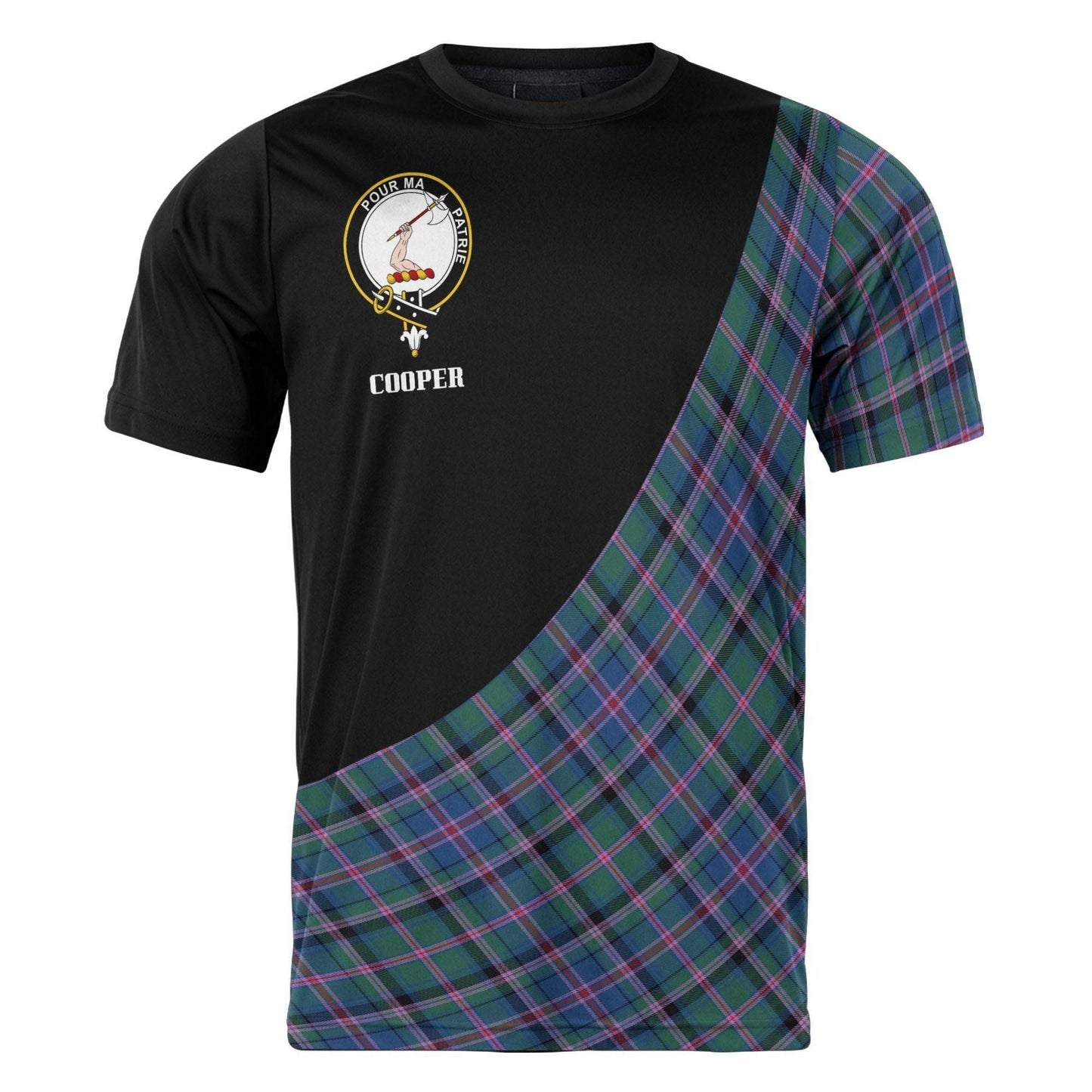 Printivon Cooper Clan Tartan with Kilt Design Personalized Tee Shirt Scotland Gift For Mom and Dad