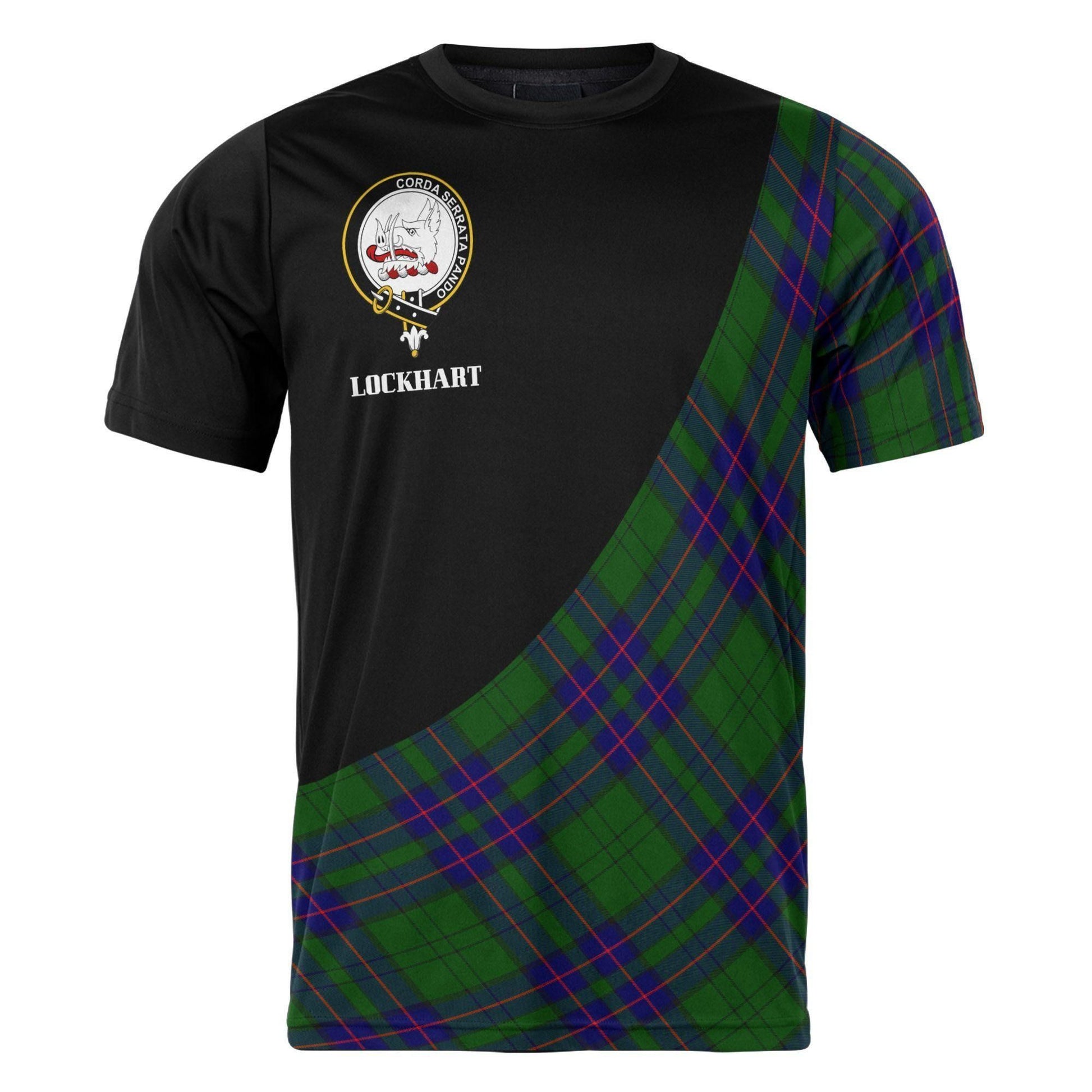 Printivon Lockhart Clan Tartan with Kilt Design Personalized Tee Shirt Scotland Gift For Mom and Dad