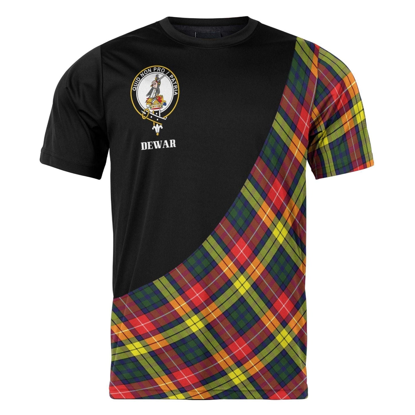 Printivon Dewar Clan Tartan with Kilt Design Personalized Tee Shirt Scotland Gift For Mom and Dad