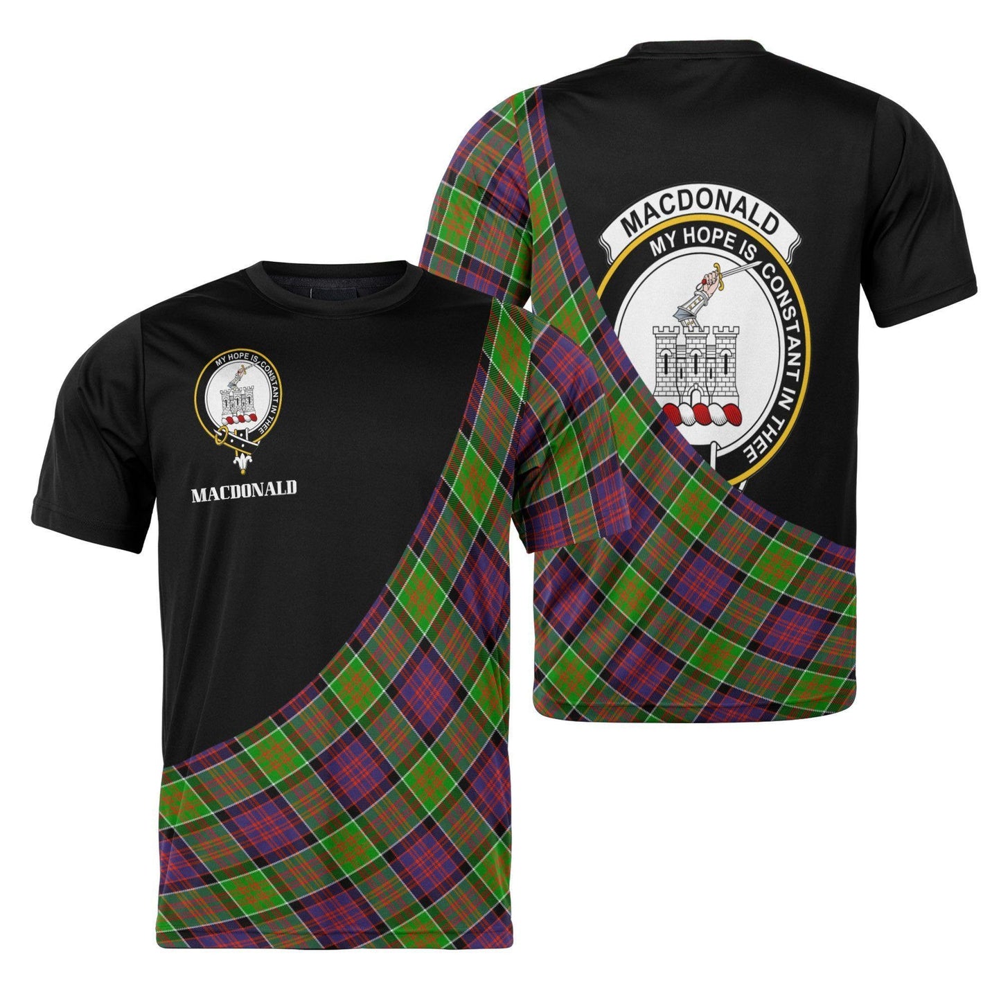 Printivon MacDonald (Clan Tartan with Kilt Design Personalized Tee Shirt Scotland Gift For Mom and Dad