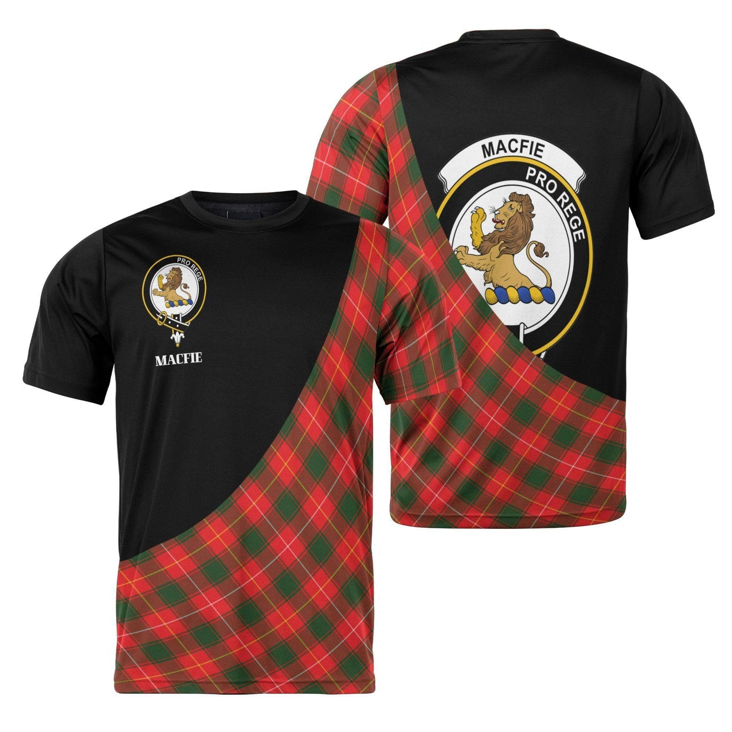 Printivon MacFie (of Dreghorn) Clan Tartan with Kilt Design Personalized Tee Shirt Scotland Gift For Mom and Dad