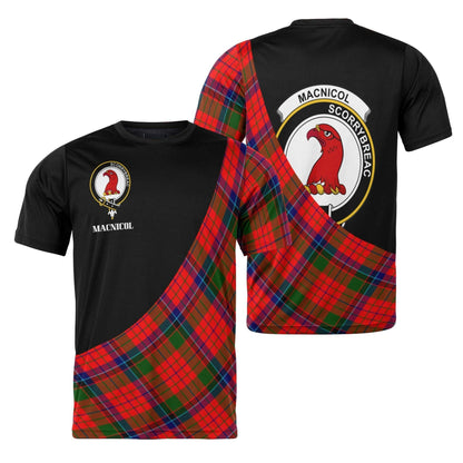 Printivon MacNicol (of Scorrybreac) Clan Tartan with Kilt Design Personalized Tee Shirt Scotland Gift For Mom and Dad