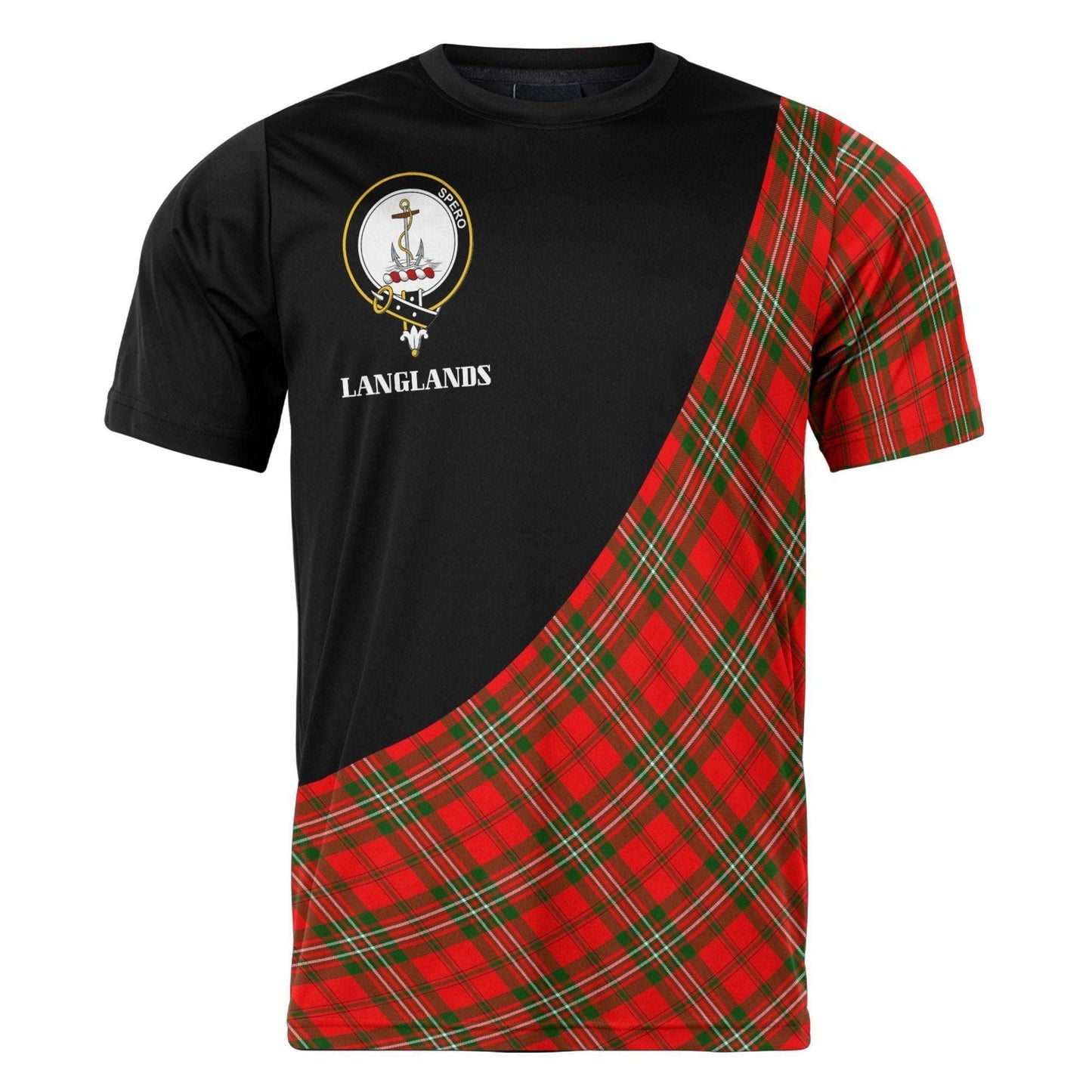 Printivon Langlands Clan Tartan with Kilt Design Personalized Tee Shirt Scotland Gift For Mom and Dad
