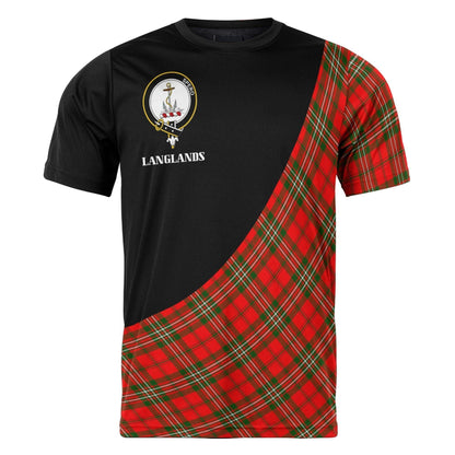 Printivon Langlands Clan Tartan with Kilt Design Personalized Tee Shirt Scotland Gift For Mom and Dad