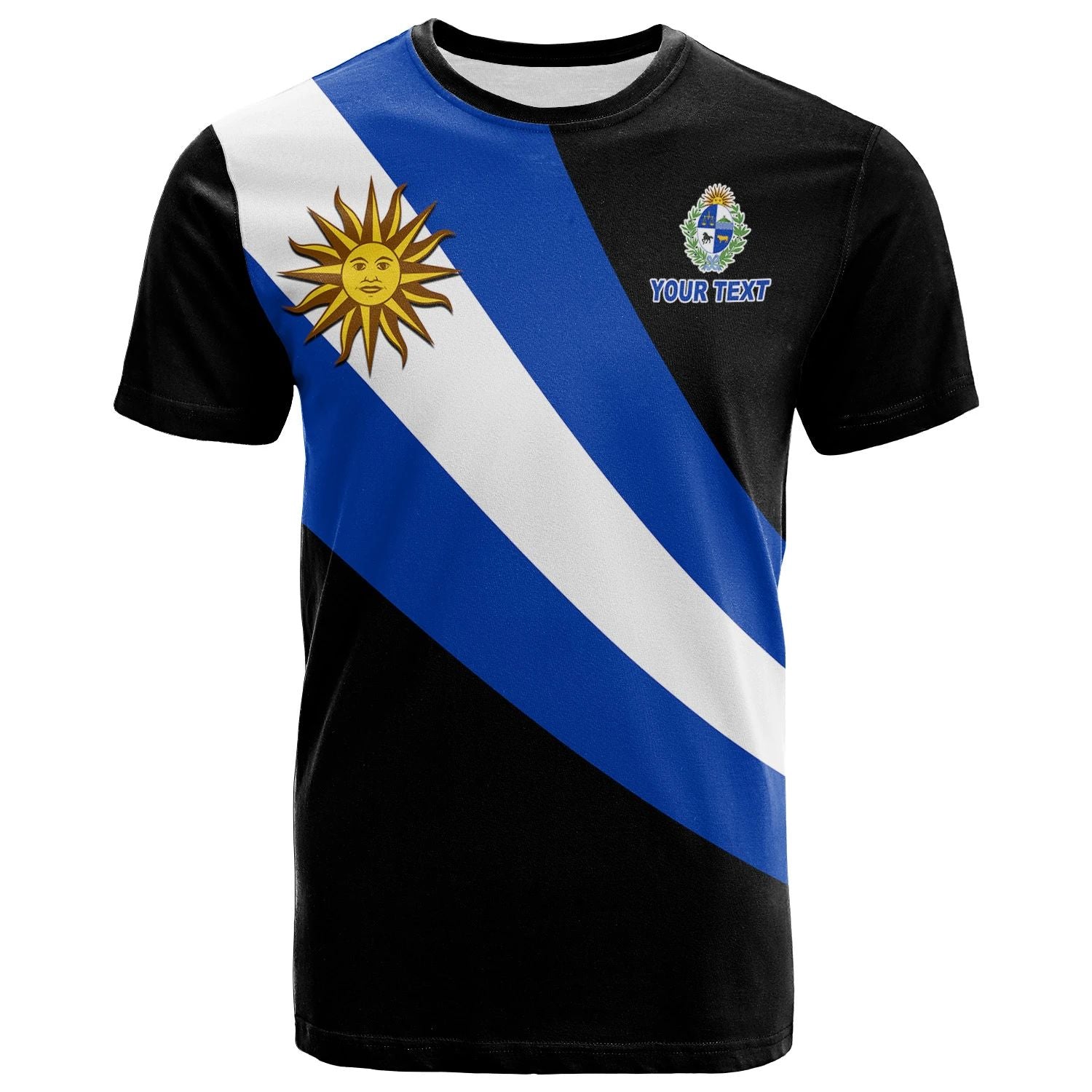 Custom Uruguay T Shirt Flag Version Black
