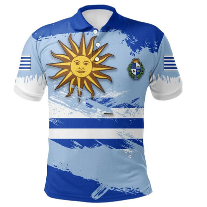 Uruguay Polo Shirt Flag Brush