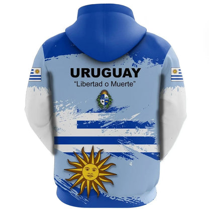 Uruguay Zip Hoodie Flag Brush