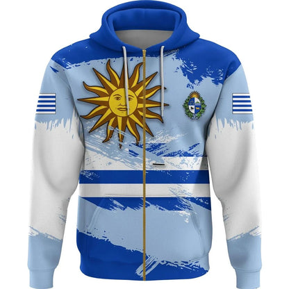 Uruguay Zip Hoodie Flag Brush