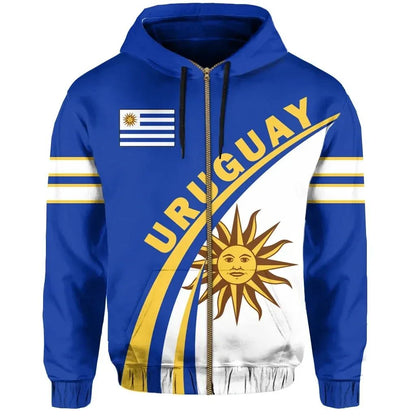 Uruguay Zip Hoodie Coat Of Arms Style