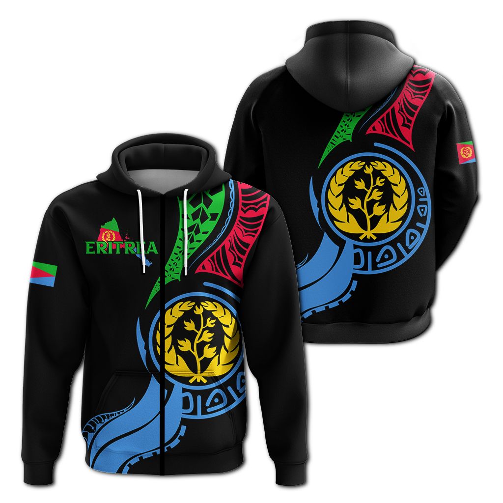 Eritrea Zip Up Hoodie Flag Map