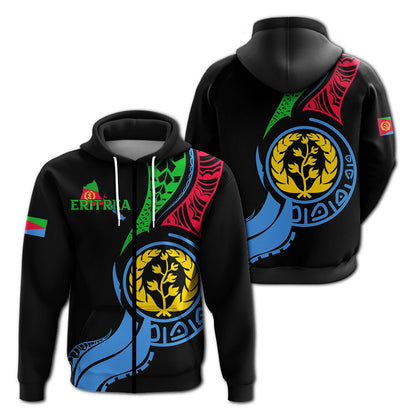 Eritrea Zip Up Hoodie Flag Map
