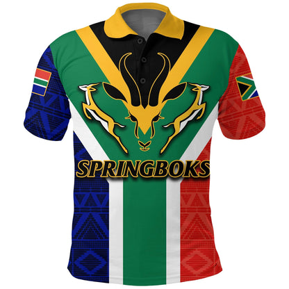 South Africa Springboks Mix African Patterns Polo Shirt0