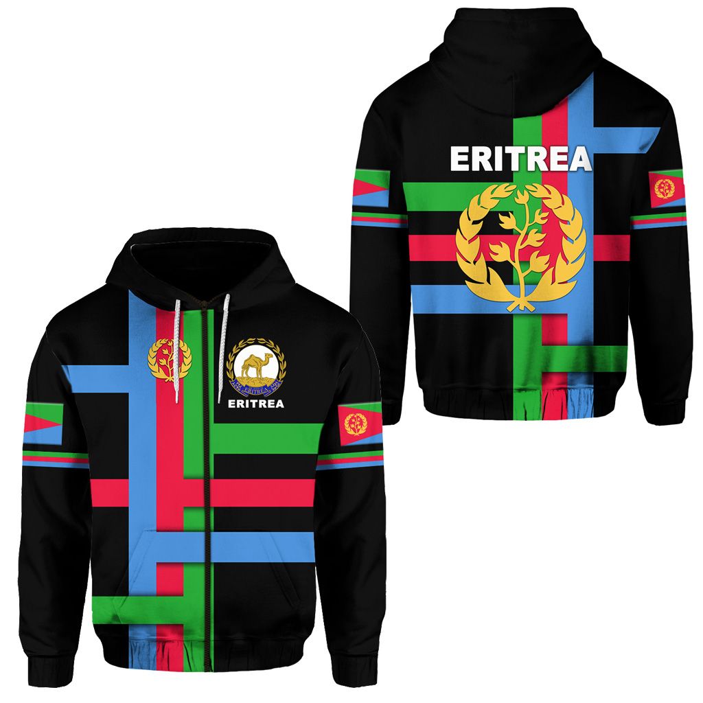 Eritrea Zip Hoodie Flag Vibes Black