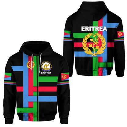 Eritrea Zip Hoodie Flag Vibes Black