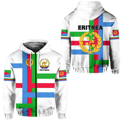 Eritrea Zip Hoodie Flag Vibes White