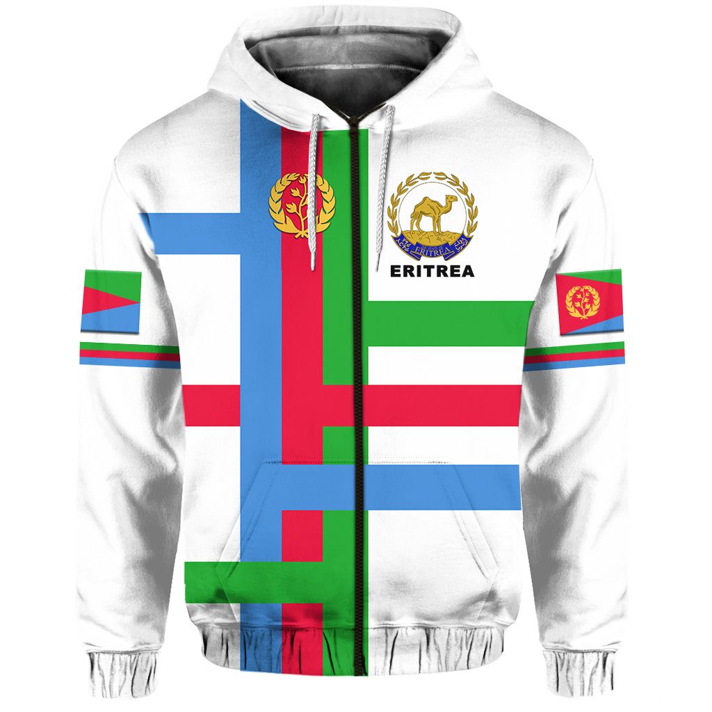 Eritrea Zip Hoodie Flag Vibes White