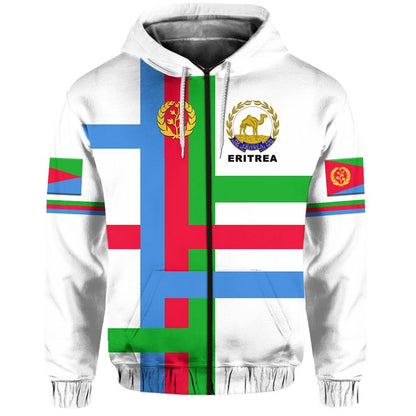 Eritrea Zip Hoodie Flag Vibes White