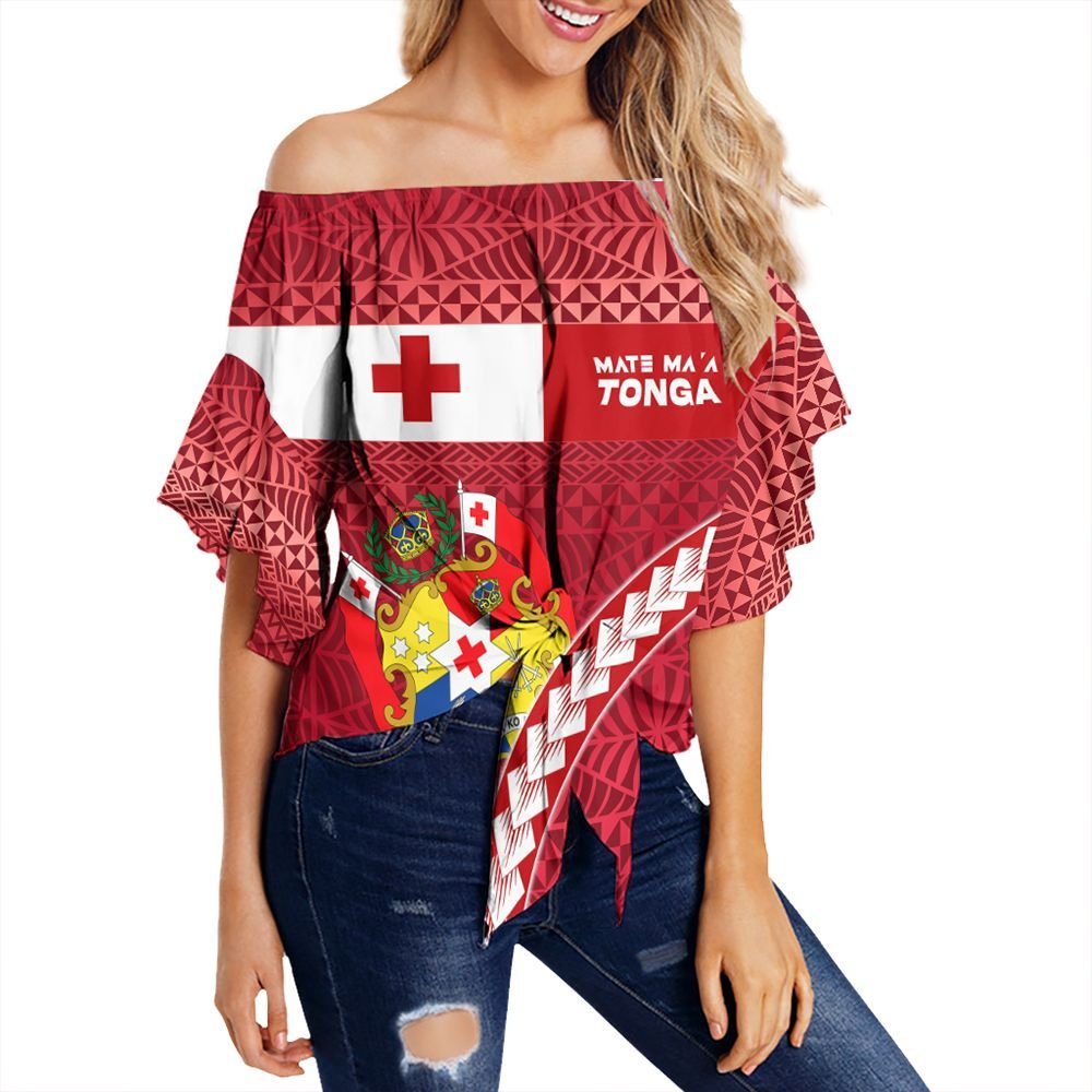 Polynesian Tonga Clothing - Mate Ma'a Tonga Rugby Off Shoulder Wrap Waist Top