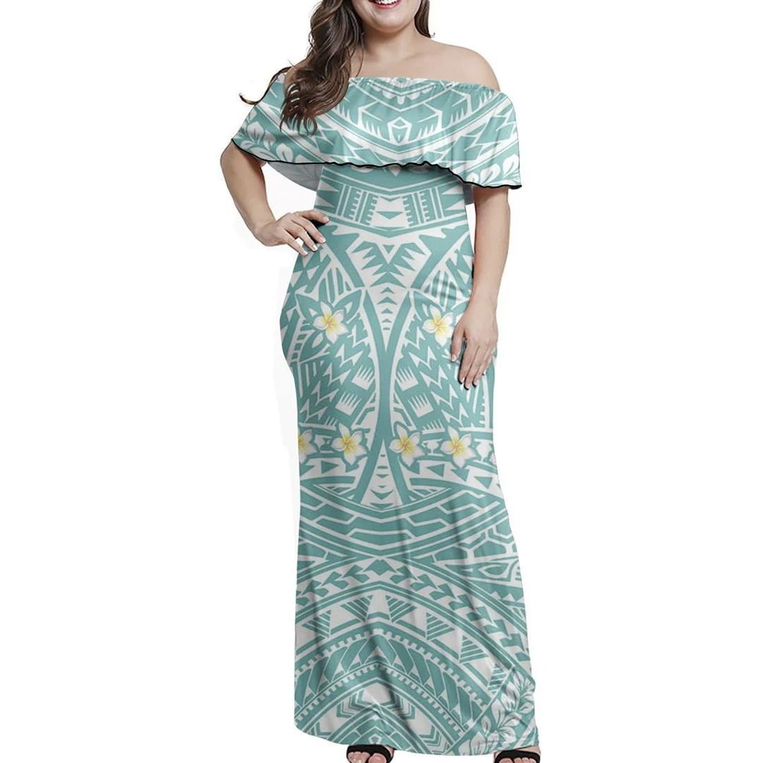 Polynesian Pride Dress Polynesian Little Plumeria Off Shoulder Long Dress