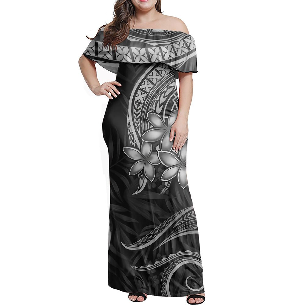 Polynesian Pride Dress Samoa Siapo Coat Of Arms White Off Shoulder Long Dress