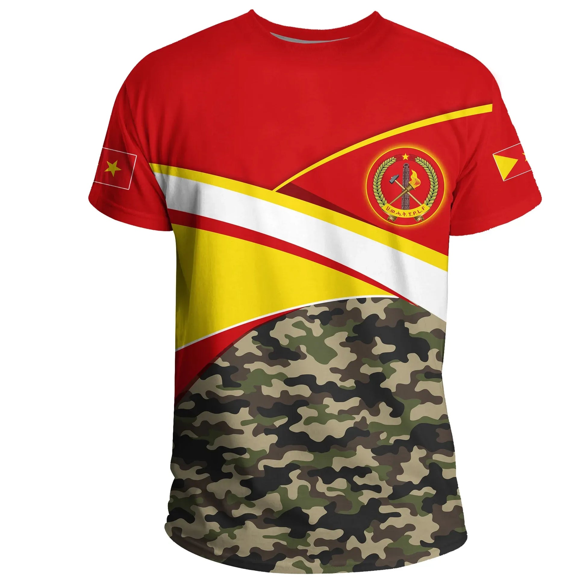T-shirt - Tigray Flag TPLF Camo Red T-shirt

