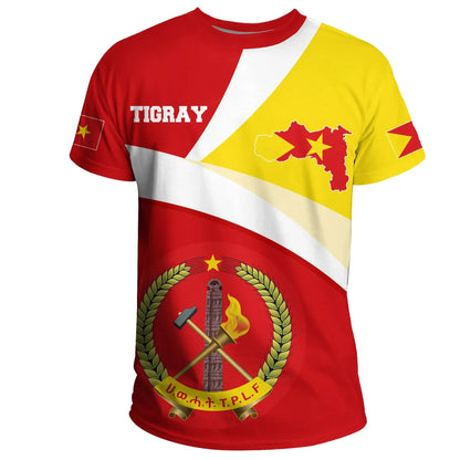 T-shirt - Tigray Flag Maps Red T-shirt
