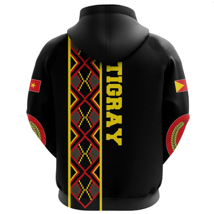 Hoodie Tigray Maps Africa Pattern Black Pullover