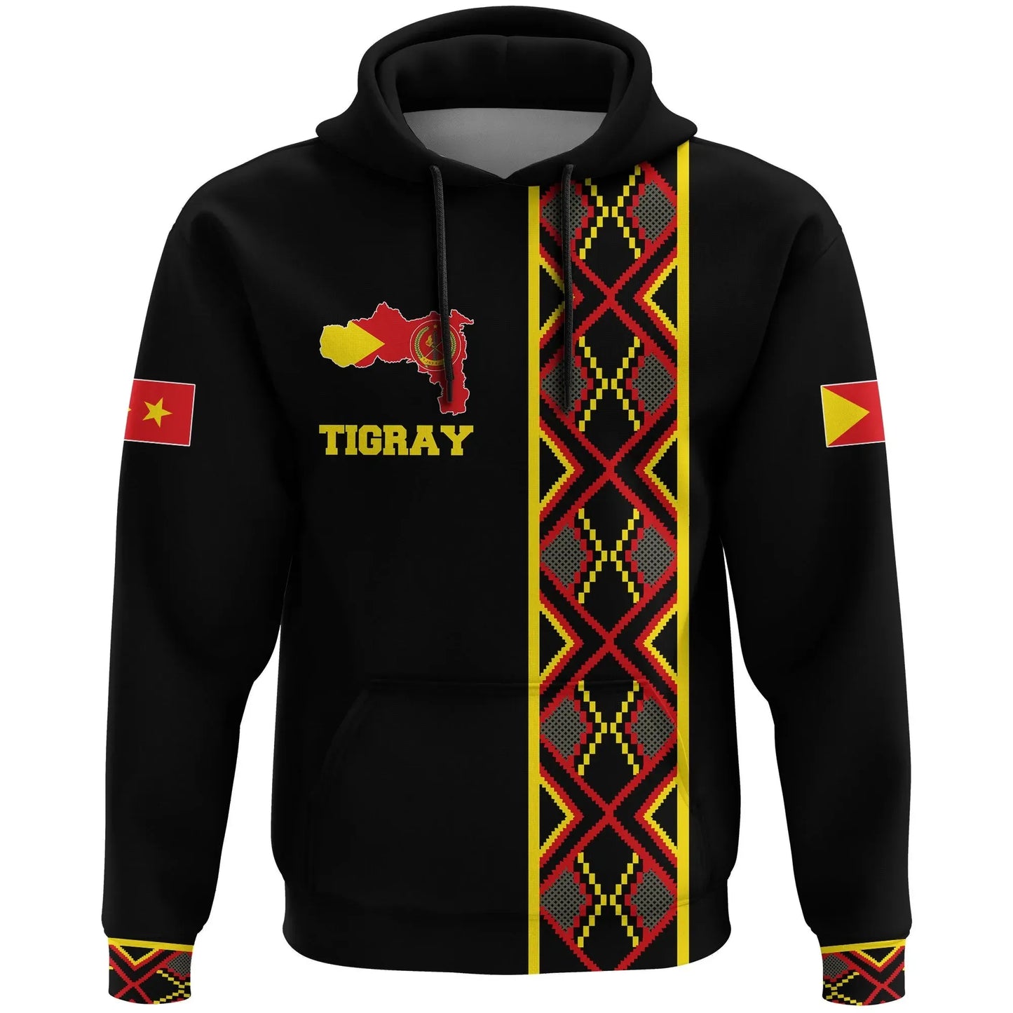 Hoodie Personalized Tigray Maps Africa Pattern Black Pullover