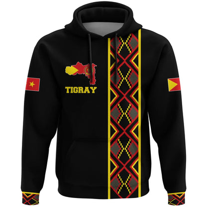Hoodie Personalized Tigray Maps Africa Pattern Black Pullover