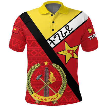Polo Shirt - Tigray Coat Of Arms With Africa Pattern Polo Shirt