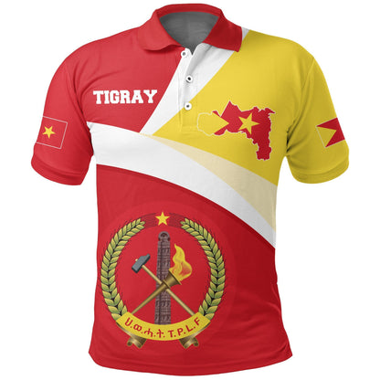 Polo Shirt - Tigray Flag Maps Red Polo Shirt