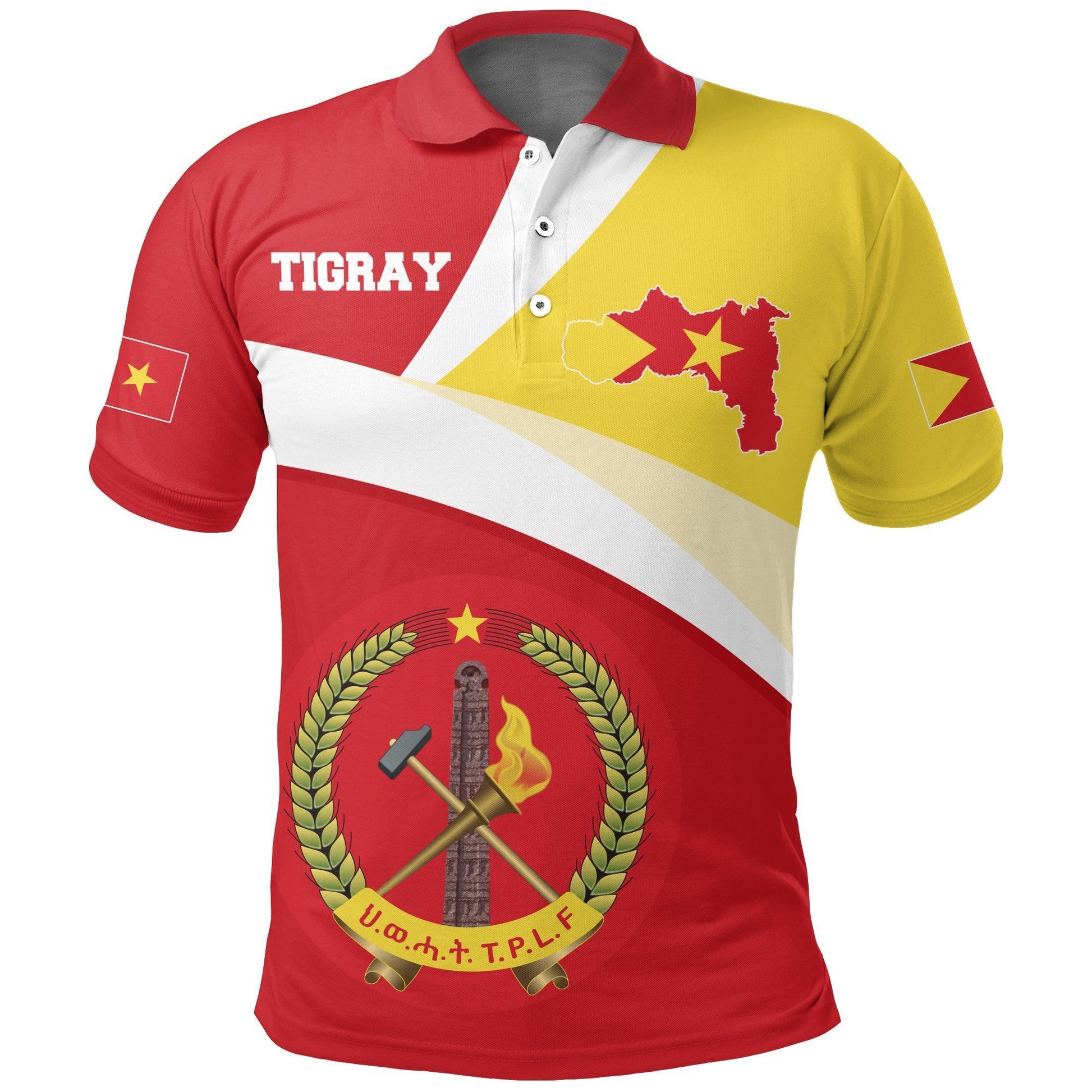 Polo Shirt - Tigray Flag Maps Red Personalized Polo Shirt