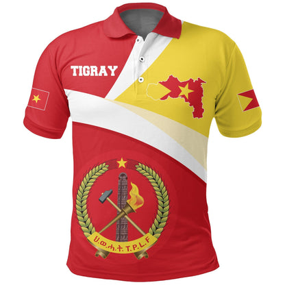 Polo Shirt - Tigray Flag Maps Red Personalized Polo Shirt