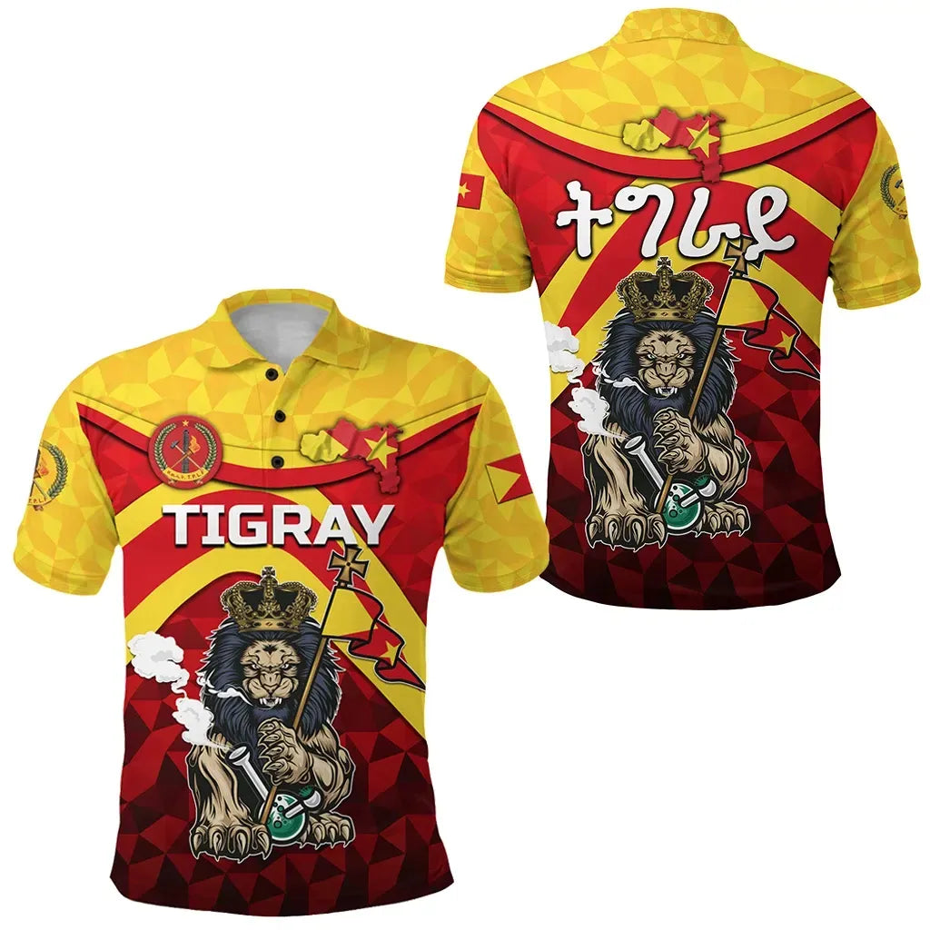 Polo Shirt - Tigray Vibes Version Powerful Lion Polo Shirt