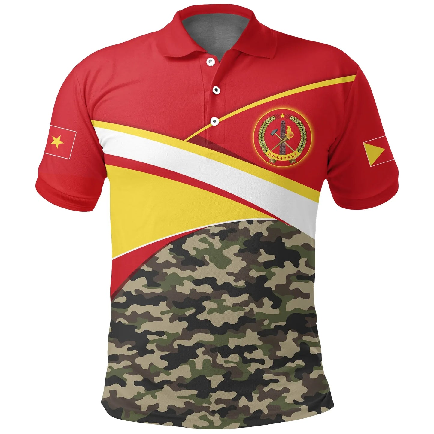 Polo Shirt - Tigray Flag TPLF Camo Red Polo Shirt