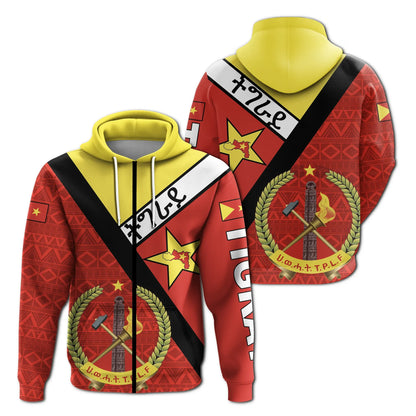 Zip Hoodie Tigray Coat Of Arms With Africa Pattern Zip Hoodie