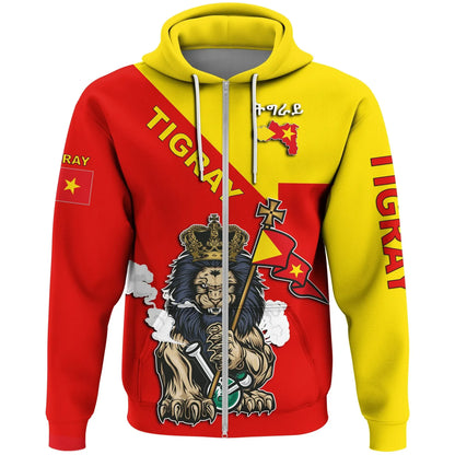 Zip Hoodie Tigray Lion Flag Map Zip Hoodie