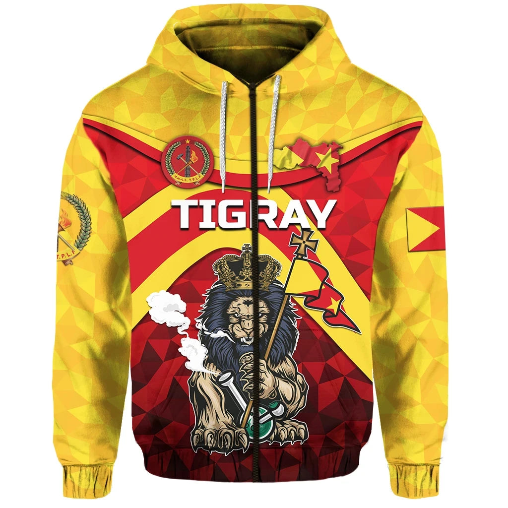 Zip Hoodie Tigray Vibes Version Powerful Lion Zip Hoodie