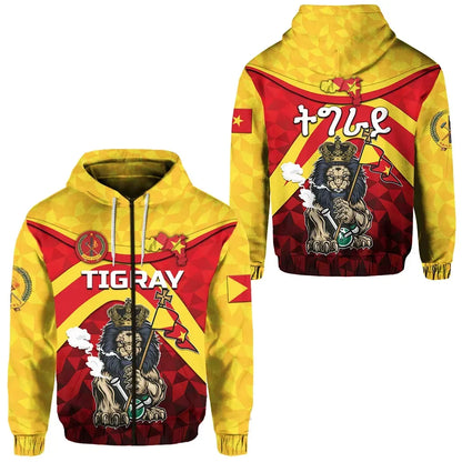 Zip Hoodie Tigray Vibes Version Powerful Lion Zip Hoodie