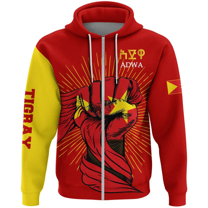 Zip Hoodie Tigray Clenched Hand Raised Flag Zip Hoodie