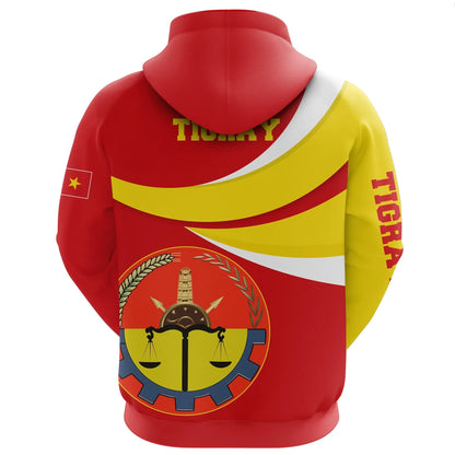 Zip Hoodie Tigray Flag Official Seal Red Zip Hoodie