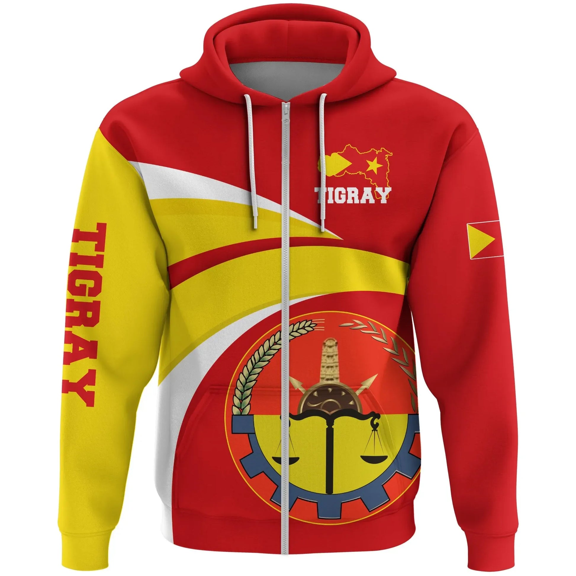 Zip Hoodie Tigray Flag Official Seal Red Zip Hoodie