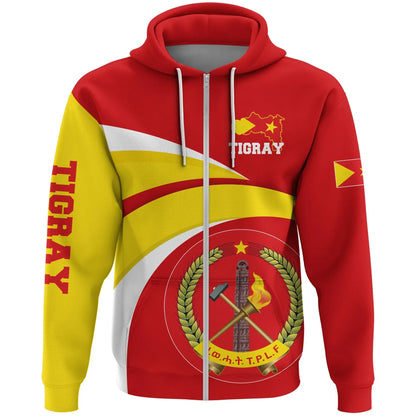 Zip Hoodie Tigray Flag Official Seal Red Zip Hoodie