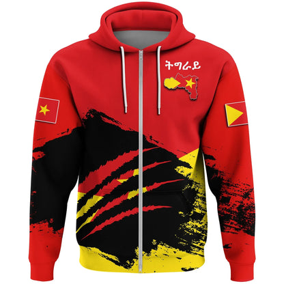 Zip Hoodie Tigray Flag Map Special Zip Hoodie