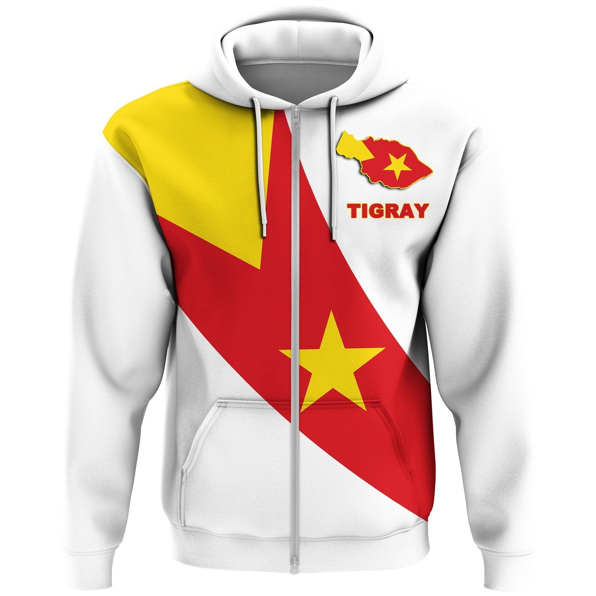 Zip Hoodie Tigray Special Flag Map (White) Zip Hoodie