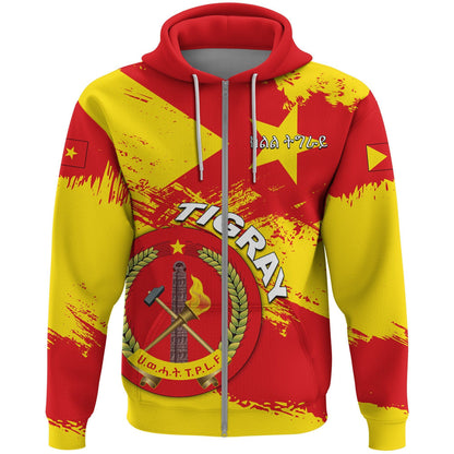 Zip Hoodie Tigray People's Liberation Front Flag Brush Zip Hoodie 02