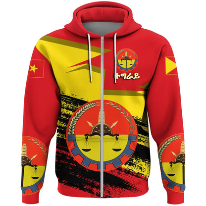 Zip Hoodie Tigray Coat Of Arms And Flag Zip Hoodie