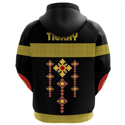 Zip Hoodie Tigray Round Pattern Flag Black Zip Hoodie