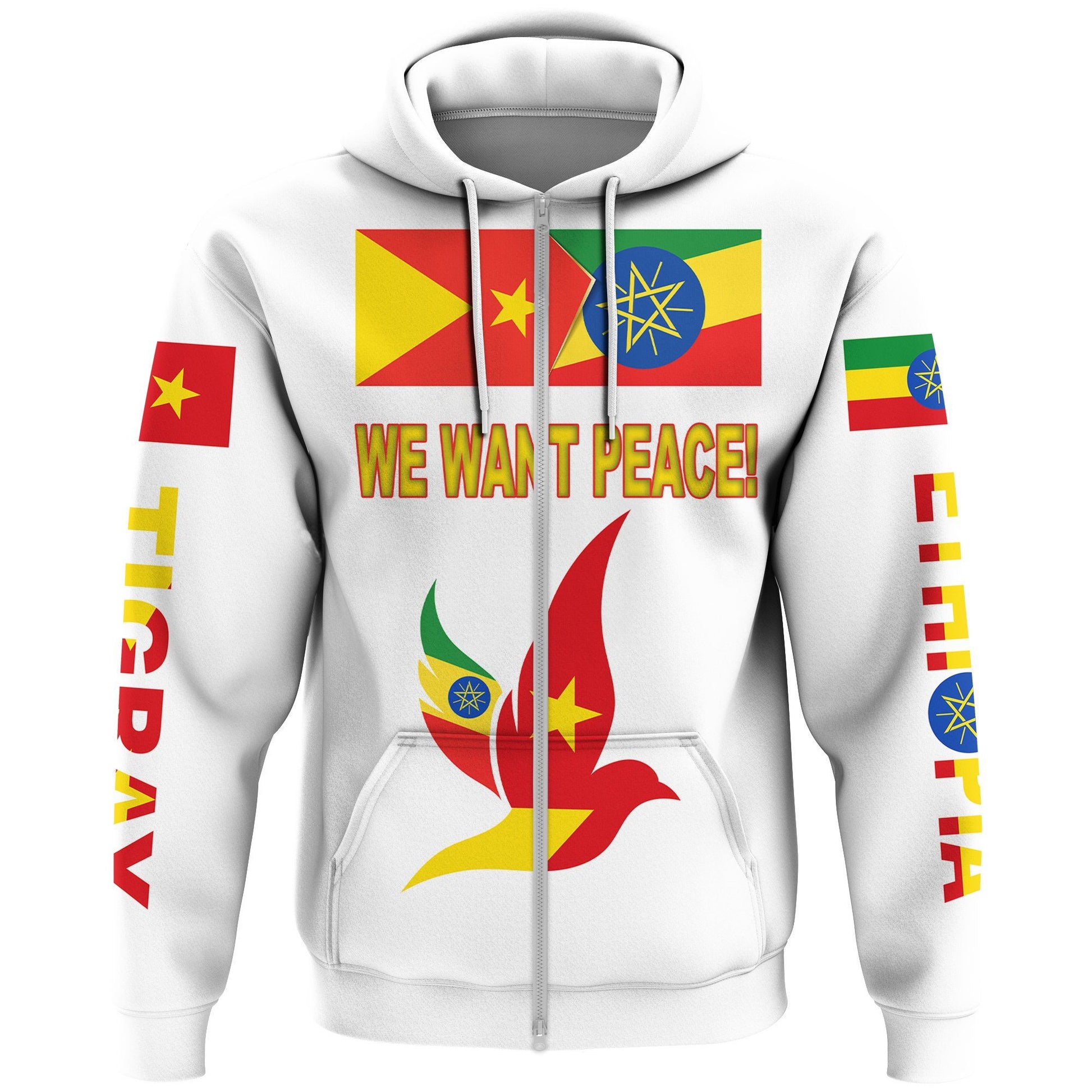 Zip Hoodie Tigray and Ethiopia Flag We Want Peace Zip Hoodie