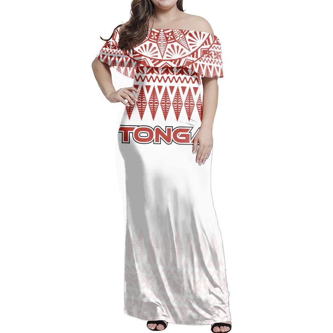 Polynesian Pride Dress Tonga Ngatu Masi Tapa Off Shoulder Long Dress